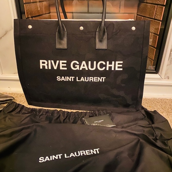 Saint Laurent Rive Gauche tote black camo - Picture 2 of 5